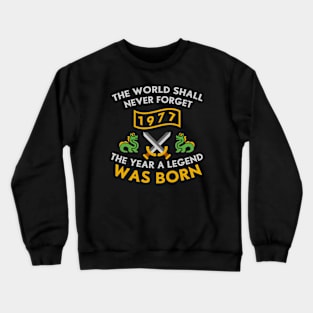 1977 The Year A Legend Was Born Dragons and Swords Design (Light) Crewneck Sweatshirt